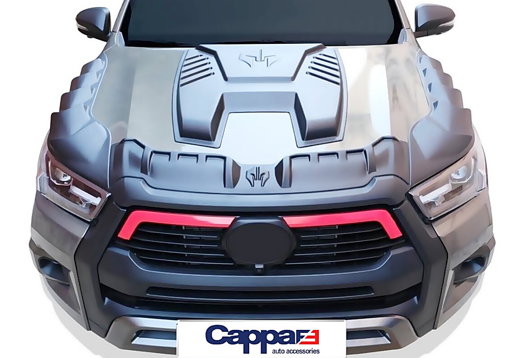 Dragon Model Black Bonnet Scoop Hood Vent Cover Trim for Toyota Hilux 2020-2023 - Luxell Europe