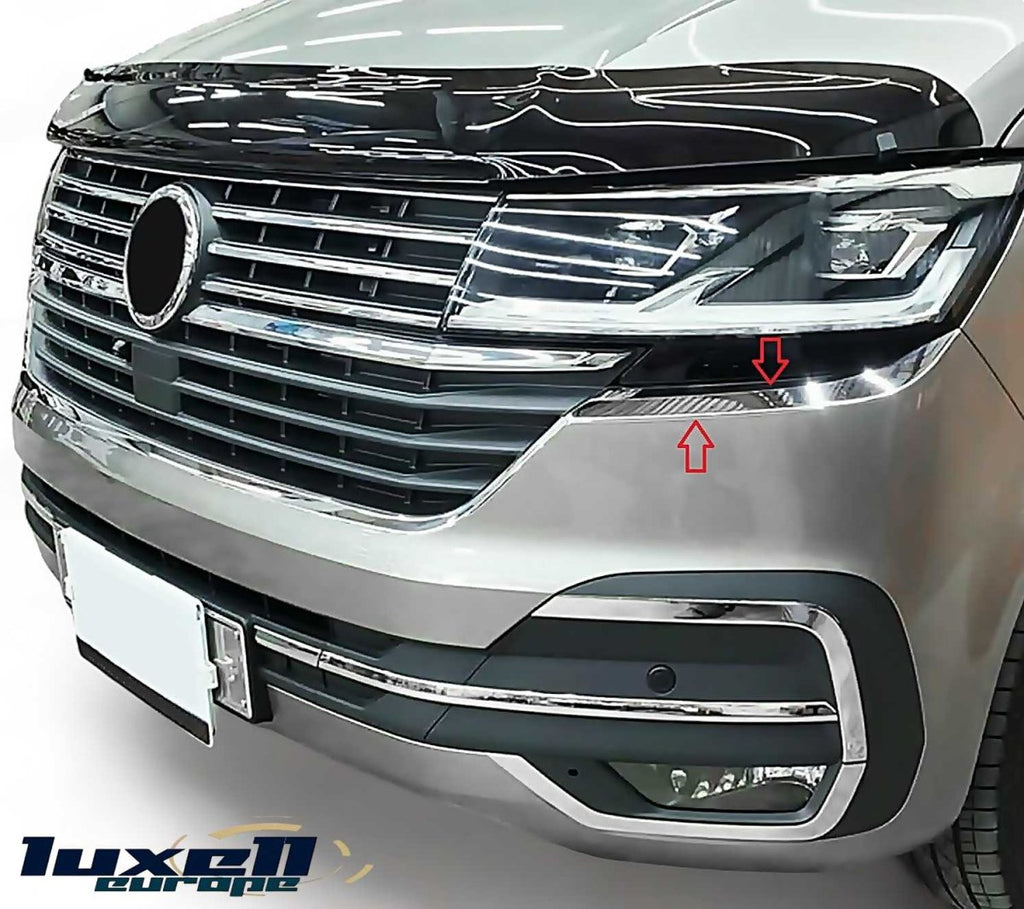 Elevate Your T6.1 Transporter 2019-2023 with Front Bumper Lower Headlight Trim Set (2 Pcs) Stainless Steel - Luxell Europe