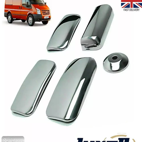 Fits Ford Transit MK6 MK7 2000 - 2013 Chrome Exterior Door Handle Cover Set 5 Pcs (4 DOOR) - Luxell Europe