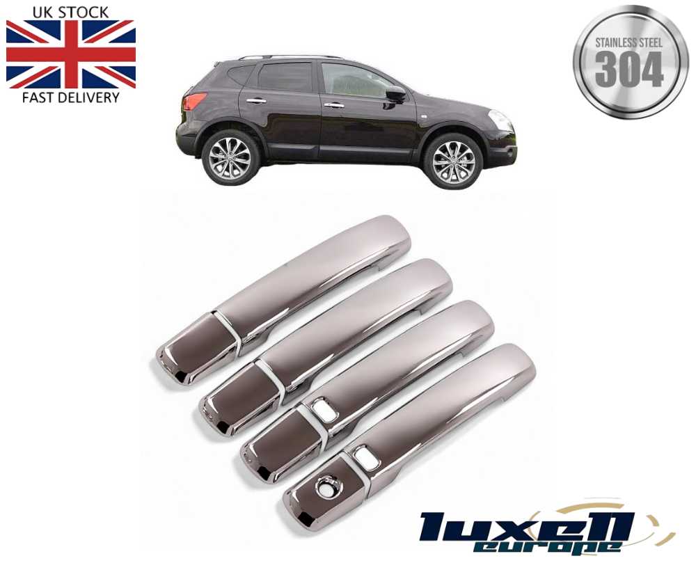 Fits Nissan Qashqai J10 2007 - 2014 Sensor System Chrome Exterior Door Handle Cover 8 Pcs 4 Door - Luxell Europe