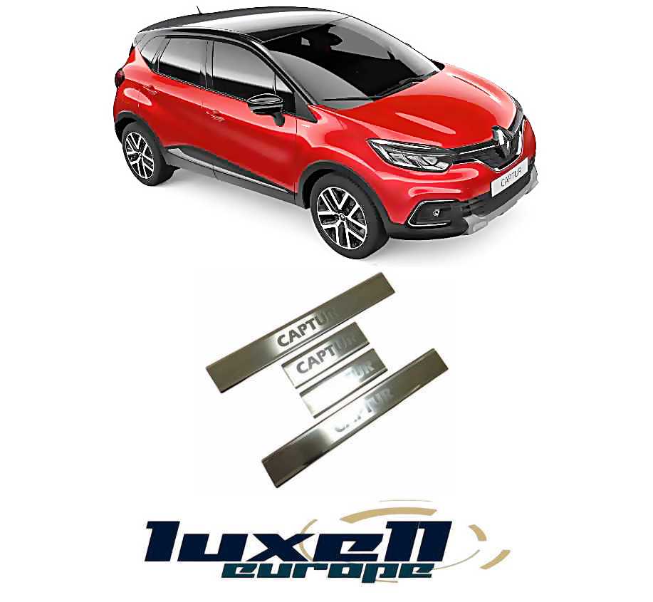 Fits Renault Captur 2013-2022 Chrome Door Sill Scratch Protector Trim 4 Pcs - Luxell Europe