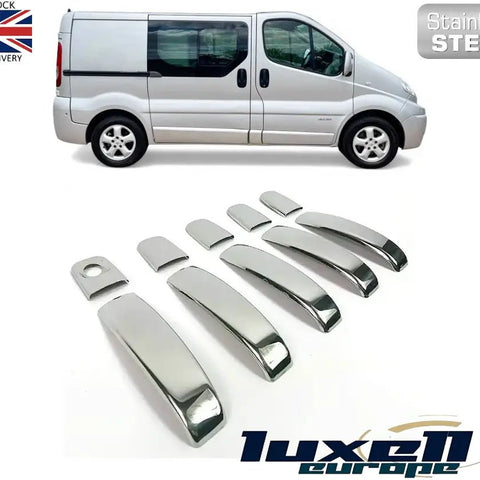 Fits Vauxhall Vivaro / Renault Trafic / Nissan Primastar 2001 - 2014 Chrome Exterior Door Handle Cover Set 5 Pcs - Luxell Europe