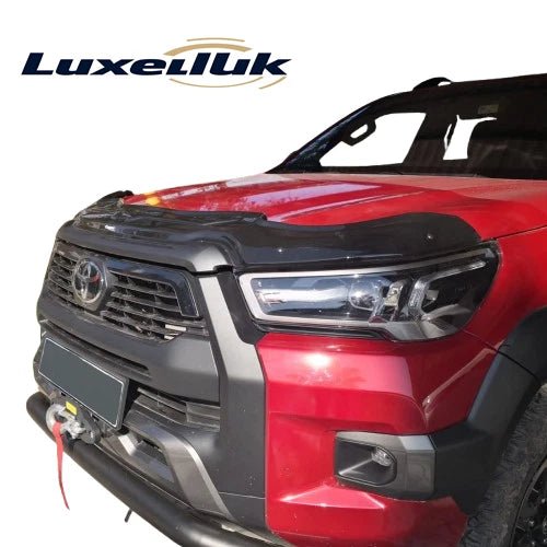 FOR TOYOTA HILUX 2020 UP BAT STYLE GLOSS BLACK BONNET STONE WIND DEFLECTOR - Luxell Europe