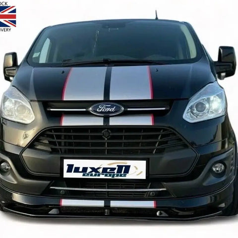 Gloss Black Front Lower Splitter Spoiler Lip fits Ford Transit Custom 2012–2017 | Front Bumper Lip Trim - Luxell Europe