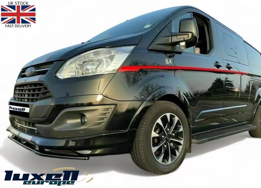 Gloss Black Front Lower Splitter Spoiler Lip fits Ford Transit Custom 2012–2017 | Front Bumper Lip Trim - Luxell Europe
