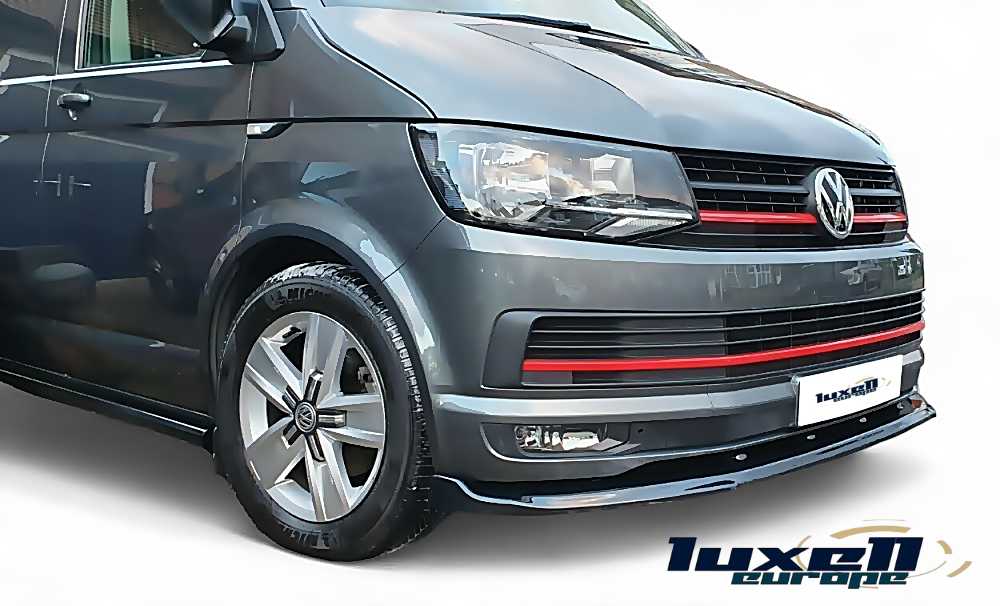 Lower Front Gloss Black Splitter Spoiler Lip for Transporter T6 2015-2018 - Luxell Europe