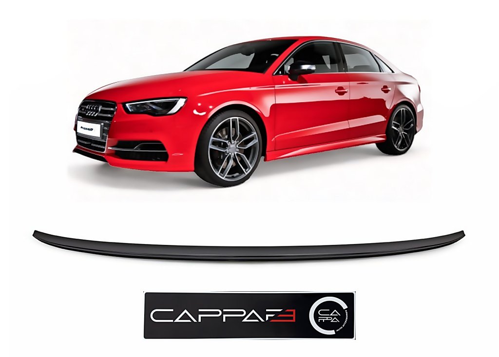 Piano Black Rear Tailgate Boot Spoiler Lip Addon Fits Audi A3 Saloon 2013-2019 - Luxell Europe