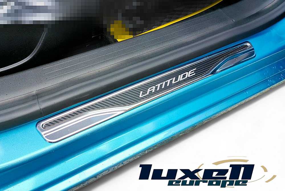 Premium Chrome and Carbon Fiber Door Sill Scratch Guards for RENAULT LATITUDE - 4 Adet (2010-2015) - Luxell Europe