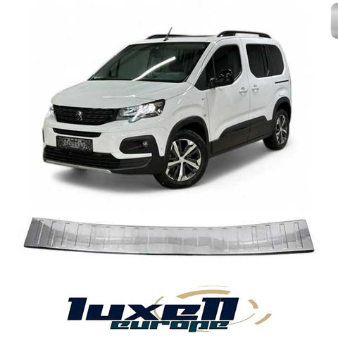 Premium Chrome Rear Bumper Protector Guard for Citroen Berlingo, Vauxhall Combo E, Peugeot Rifter, and Peugeot Partner (2018 - 2024) - Luxell Europe