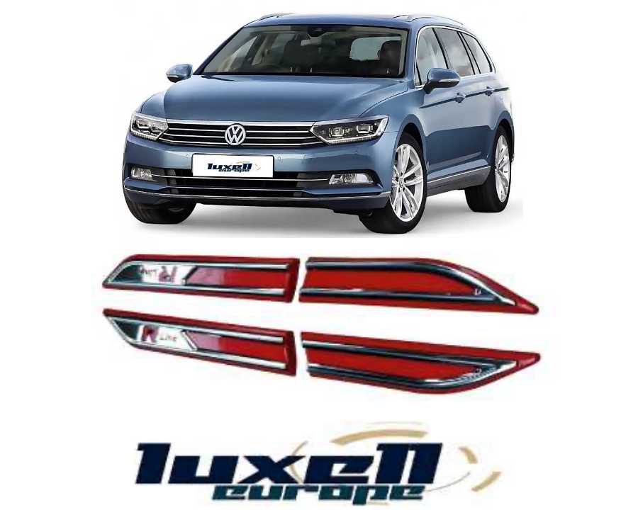 Red Fender Trim for Volkswagen Passat 2015-2024 2-Piece ABS Plastic + Stainless Steel (B8-B8.5-SD-SW) - Luxell Europe