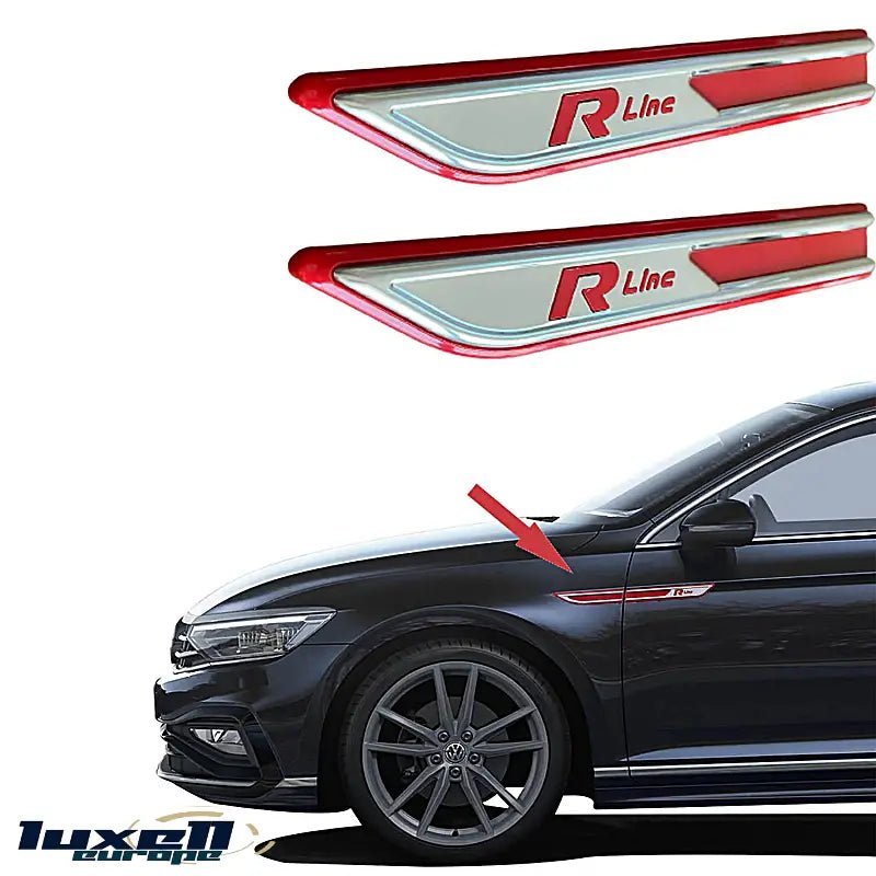 Red Fender Trim for Volkswagen Passat 2015-2024 2-Piece ABS Plastic + Stainless Steel (B8-B8.5-SD-SW) - Luxell Europe