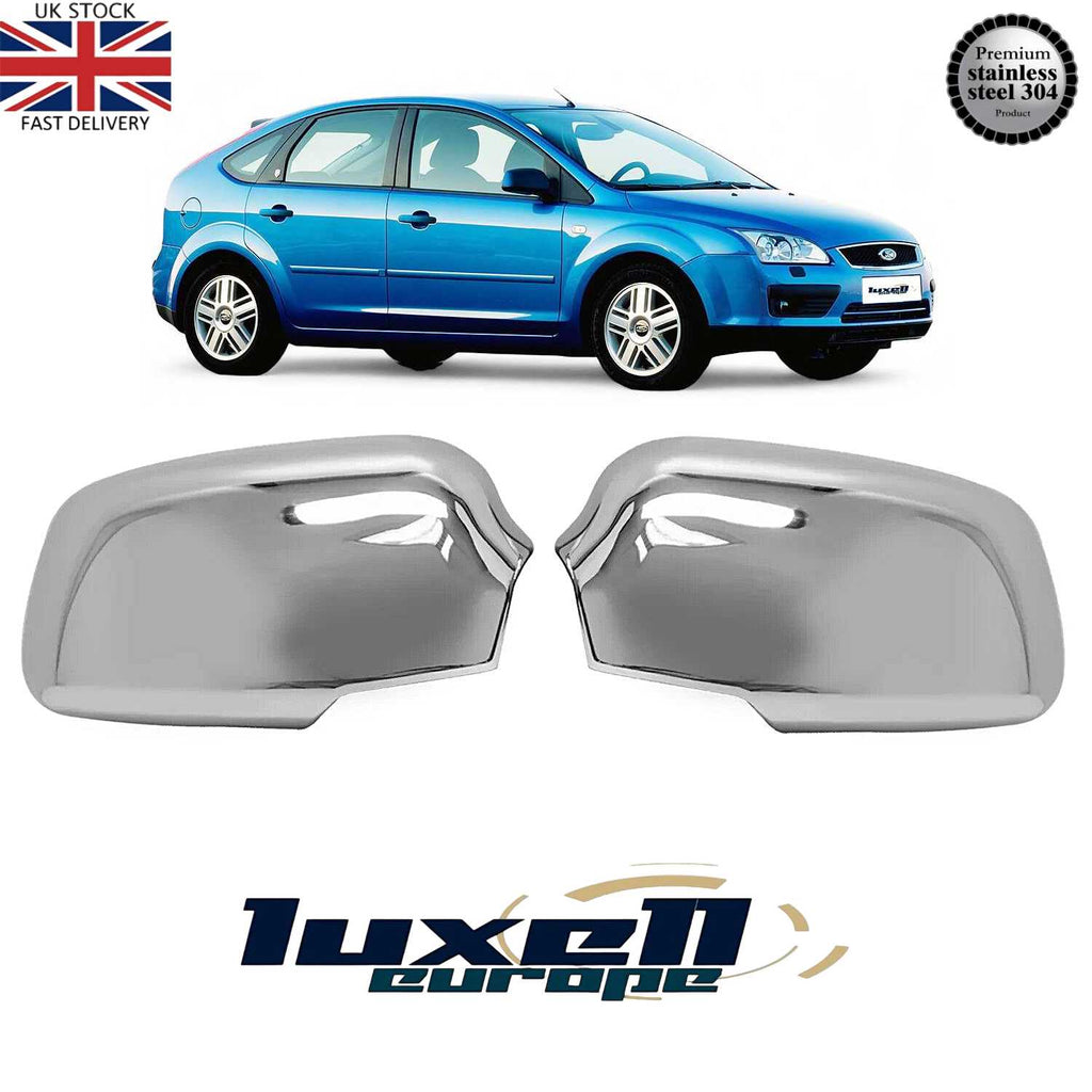 2-Piece ABS Chrome Door Wing Mirror Covers - Compatible with Ford C-Max, Fiesta V, Focus MK2, Fusion