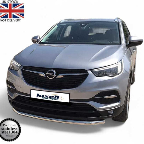 Single Bull Bar Nudge Bar - 60mm Stainless Steel for Vauxhall Grandland X (2017 - 2021) - Luxell Europe
