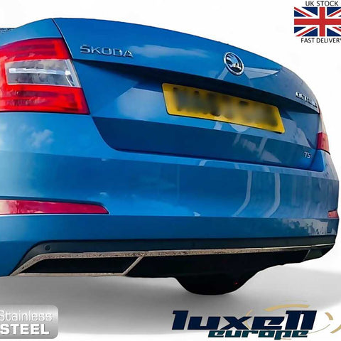 Skoda Octavia MK3 2013 - 2020 Chrome Exhaust Deflector Frame Trim 3 Pcs Set - Luxell Europe