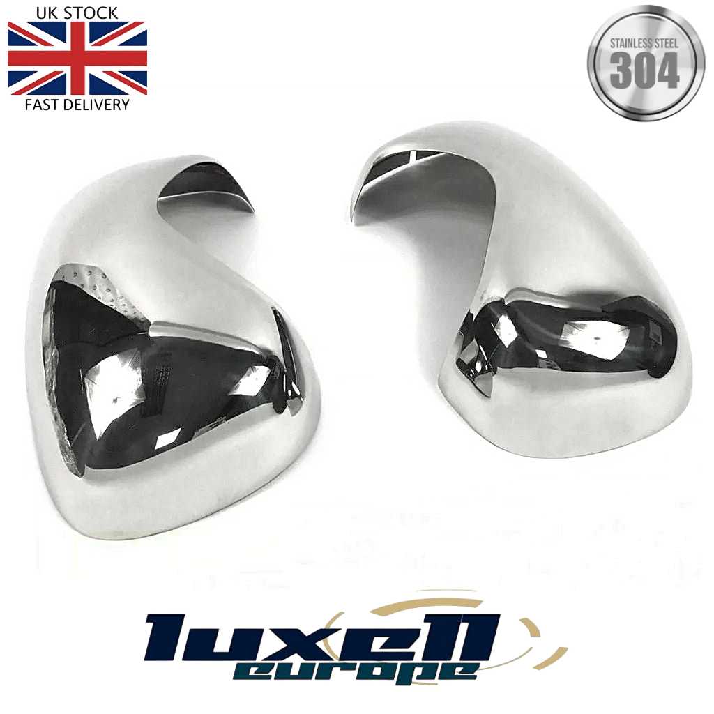 Stainless Steel Wing Mirror Cover Caps - 2 Pieces for Vauxhall Vivaro, Renault Trafic, Nissan Primastar (2001 - 2014) - Luxell Europe