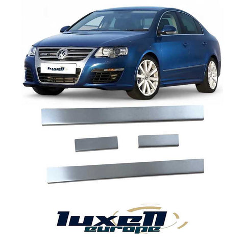 Transform Your Passat 3C B6 Saloon (2005-2012) with Chrome Door Sill Scratch Guards - Set of 4 - Luxell Europe