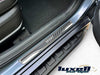 Universal Fit Chrome and Carbon Fiber Door Sill Scratch Guards with "SPORT" logo - Luxell Europe
