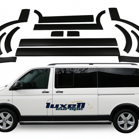 VW T5/T5.1 Transporter 2003–2015 LWB Black ABS Fender Flares & Wheel Arches - Luxell Europe