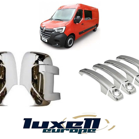 Chrome Door Handle & Side Mirror Cover Set - Renault Master 2010-21 - Stylish Upgrade + Protection - Luxell Europe