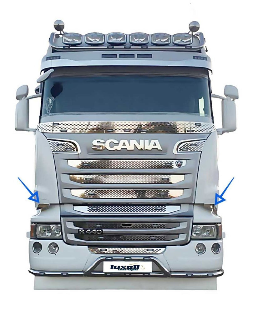 Enhance Your Scania Streamline Chrome Press Cut Stainless Steel Side Conditioning Logo - Luxell Europe