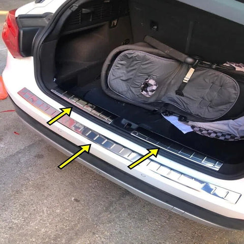 Fits Audi Q2 2016-2021 Chrome INNER Rear Bumper Protector Scratch Guard 3 Pcs - Luxell Europe