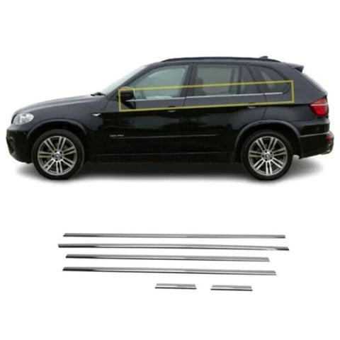 Fits BMW X5 E70 2006-2013 Chrome Window Frame Sill Trim Strips Streamer 6 Pcs