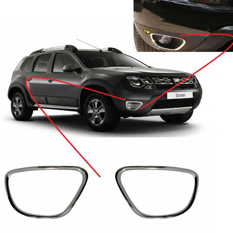 Fits Dacia Duster 2010-2017 Chrome Fog Light Lamp Cover Surrounds Trim 2 Pcs