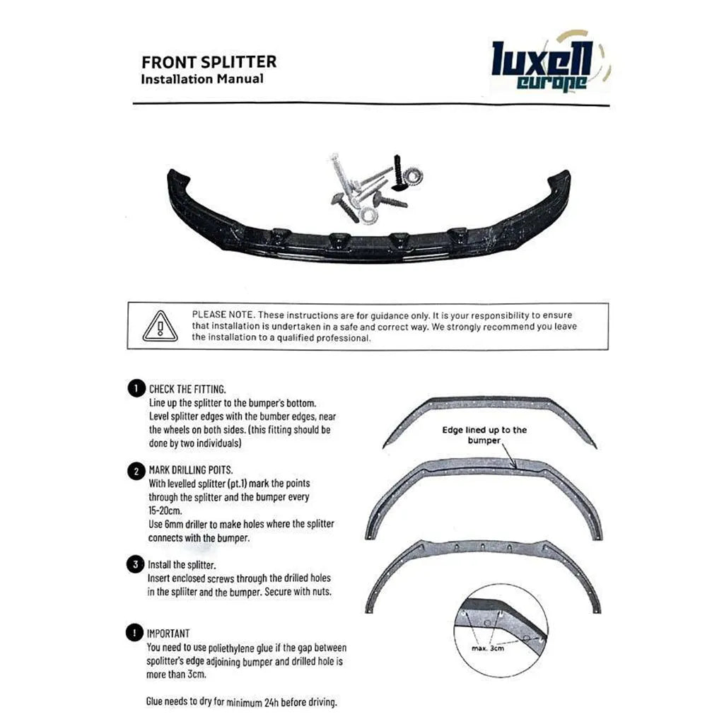 Fits Ford Transit Connect 2014-2022 Front Bumper Lower Splitter Lip Spoiler - Luxell Europe