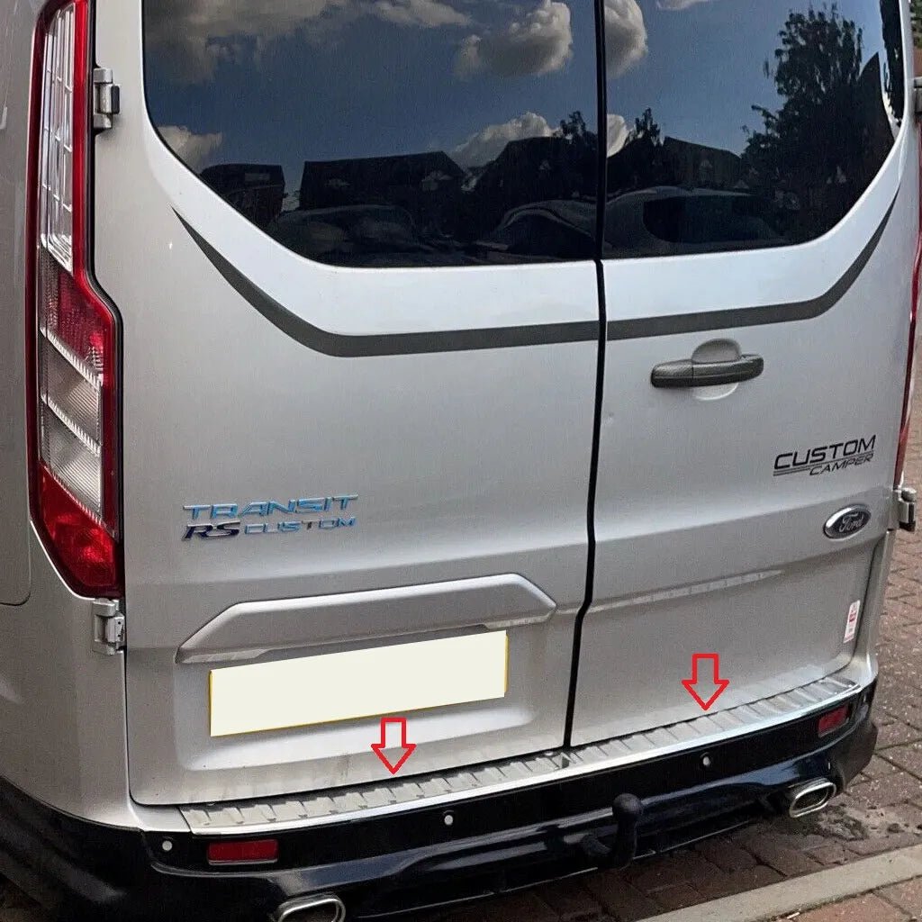 Fits Ford Transit Custom Tourneo 2010-2021 Chrome Rear Bumper Protector Scratch Guard - Luxell Europe