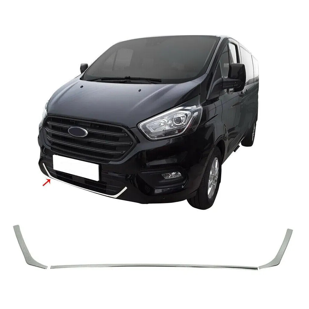 Fits Ford Transit Custom Tourneo 2018-2021 Chrome Front Bumper Lower Trim Strip Streamer 3 Pcs - Luxell Europe