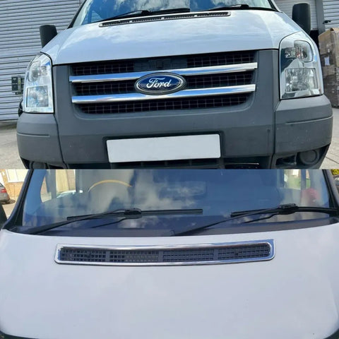 Fits Ford Transit MK7 2006-2013 Chrome Bonnet Hood Ventilation Trim & Front Grille Strips SET - Luxell Europe