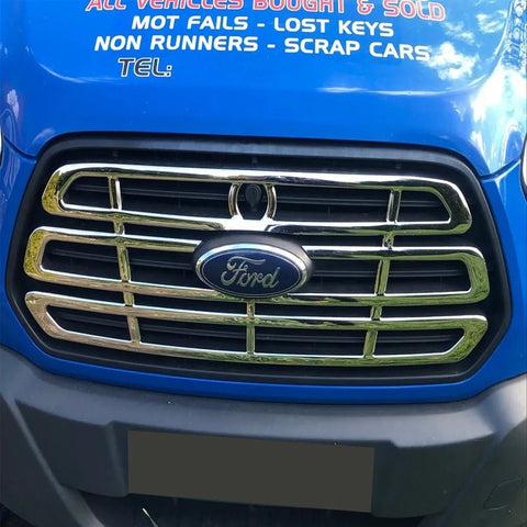 Fits Ford Transit MK8 2014-2018 Chrome Front Grille Trim Streamer 1 Piece - Luxell Europe