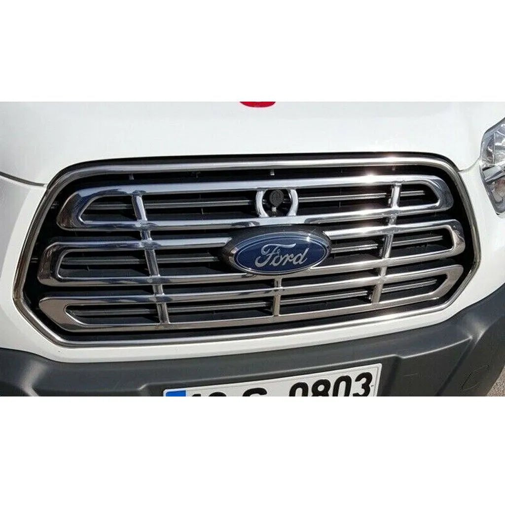 Fits Ford Transit MK8 2014-2018 Chrome Front Grille Trim Streamer 1 Piece - Luxell Europe