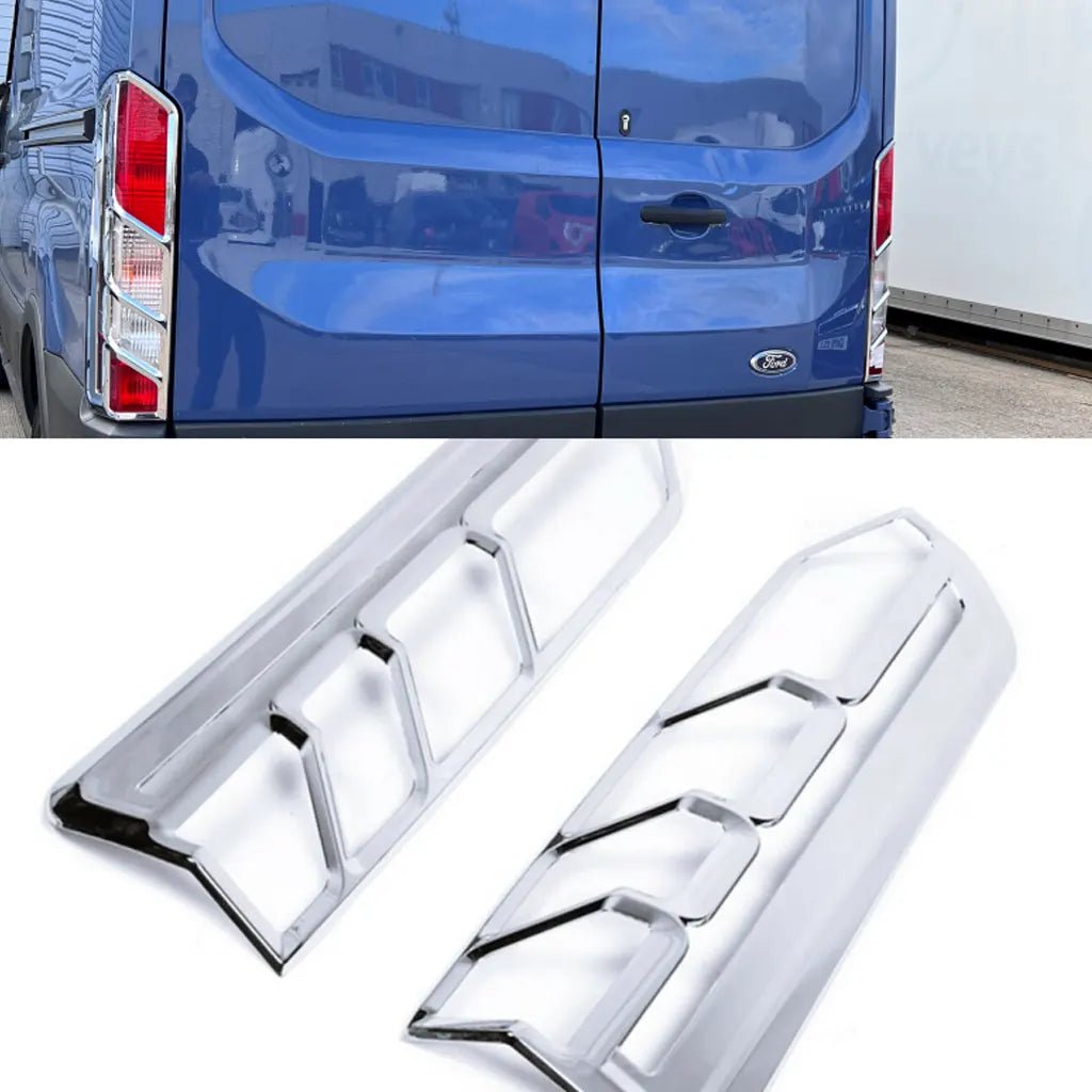 Fits Ford Transit MK8 2014-2021 Chrome Plated Brake Lamp Tail Light Trim Cover 2 Pcs - Luxell Europe
