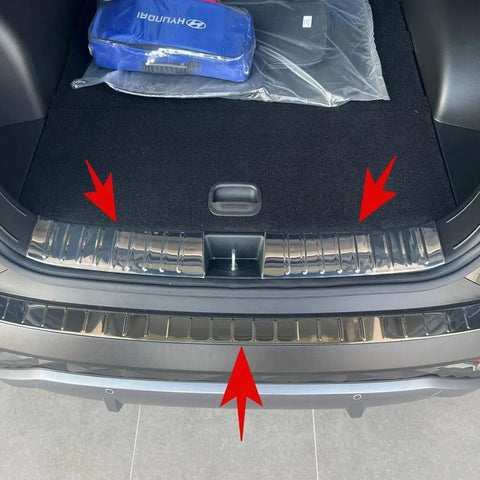 Fits Hyundai Tucson 2020-2022 Chrome Inner Rear Bumper Protector Scratch Guard 3 Pcs - Luxell Europe