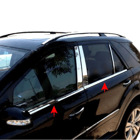 Fits Mercedes ML W164 2005-2011 Chrome Window Frame Sill Trim Strips Streamer 4 Pcs - Luxell Europe