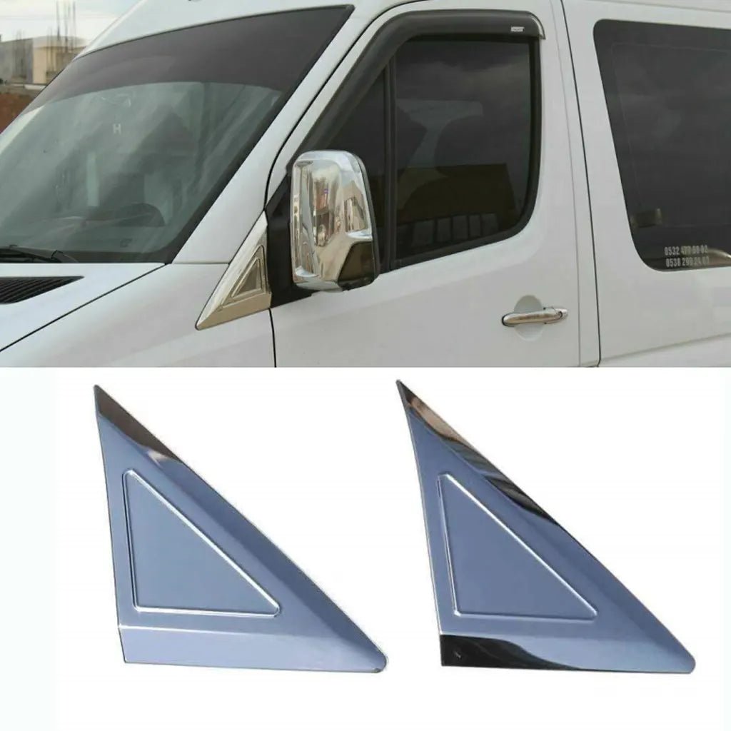 Fits Mercedes Sprinter W906 2006-2017 Chrome Wing Mirror Moulding Trim Triangle 2 Pcs - Luxell Europe