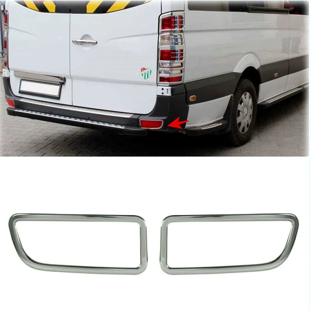 Fits Mercedes Sprinter W906 2014-2021 Chrome Exhaust Deflector Frame Trim 2 Pcs - Luxell Europe