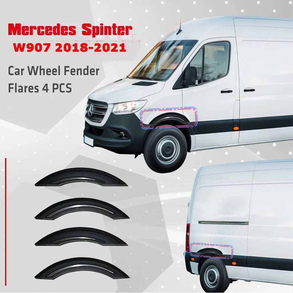 Fits Mercedes Sprinter W907 2018-2021 Wheel Arch Cover Fender Molding Flare 4 Pcs - Luxell Europe