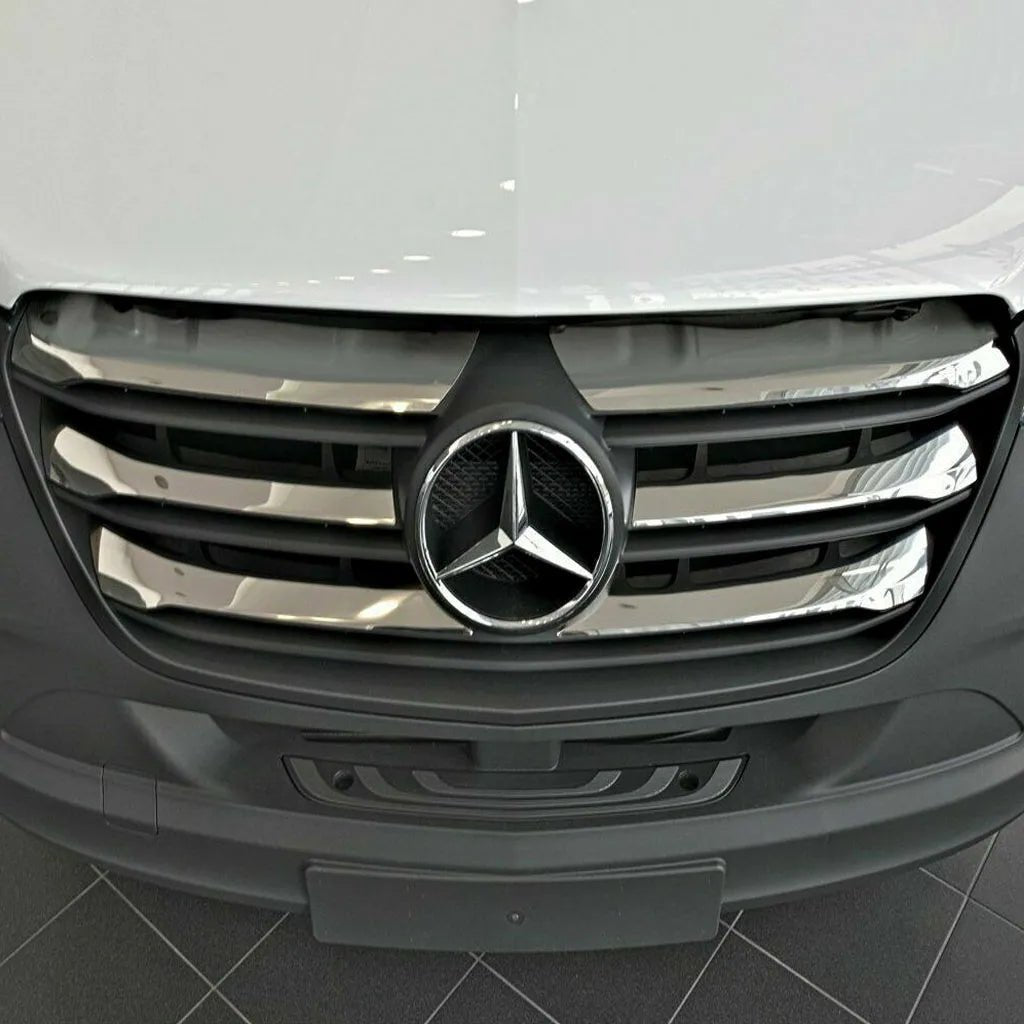 Fits Mercedes Sprinter W907 2018-2022 Chrome Front Grille Trim Streamer 6 Pcs - Luxell Europe