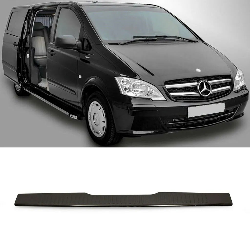Fits Mercedes Vito / Taxi / Viano W639 2004-2014 Black Chrome Rear Bumper Protector Guard - Luxell Europe