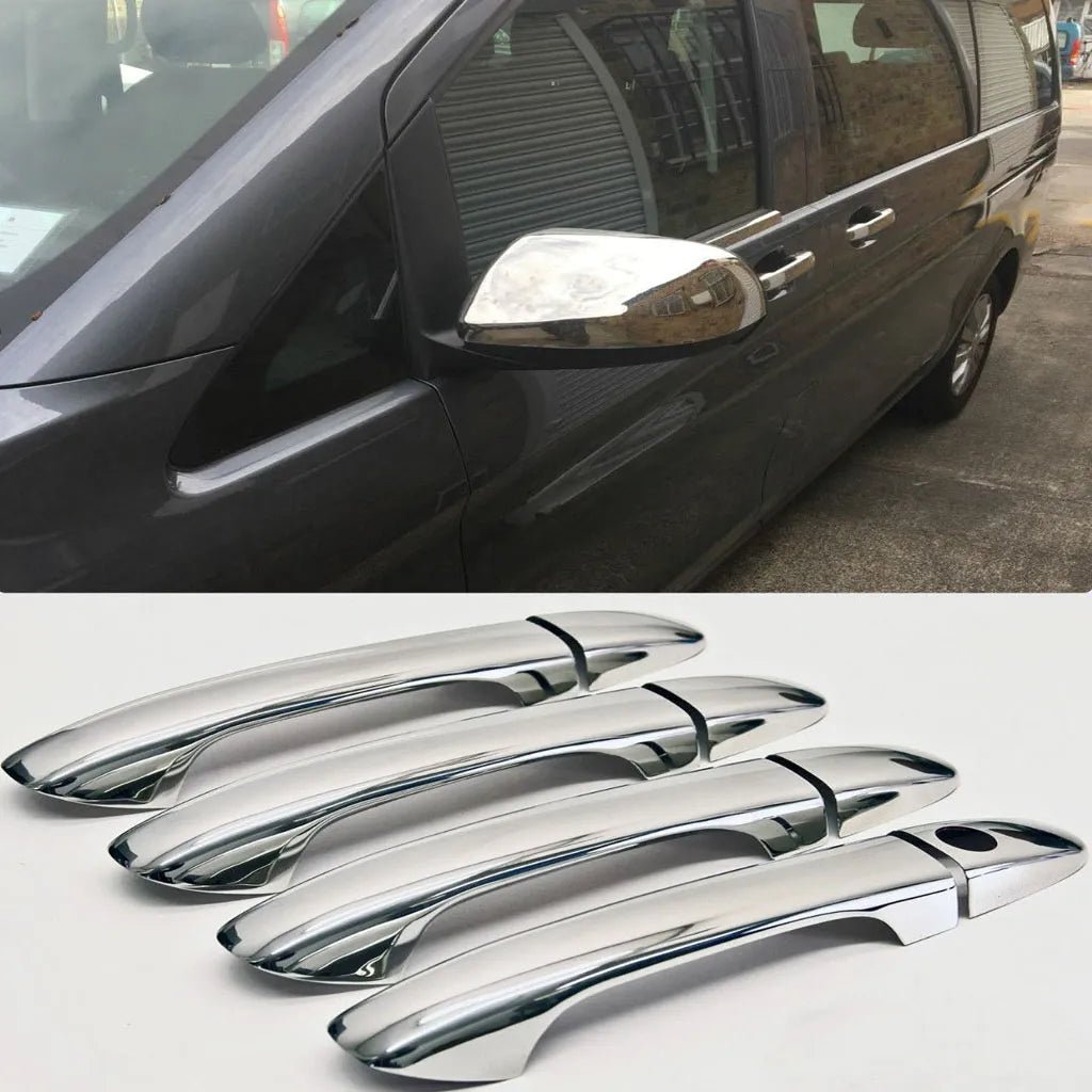 Fits Mercedes Vito W447 2014-2021 Chrome Side View Wing Mirror Trim & Exterior Door Handle Cover SET - Luxell Europe