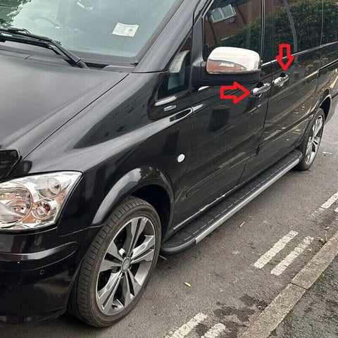 Fits Mercedes Vito W639 2004-2014 Sensor System Chrome Exterior Door Handle Cover 8 Pcs 4 DOOR - Luxell Europe