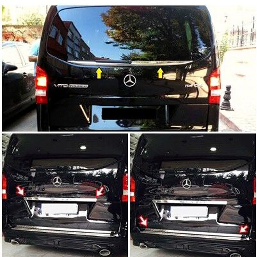 Fits Mercedes W447 Vito / Taxi 2014-2021 Chrome Tailgate Boot Lid Trim Strip Streamer 3 Pcs - Luxell Europe