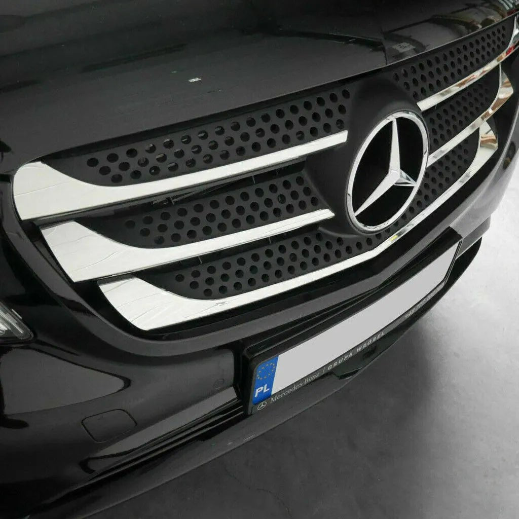 Fits Mercedes W447 Vito / Taxi 2014-2022 Chrome Fog Lamp Light & Front Grille Trim Streamer 5 Pcs SET - Luxell Europe