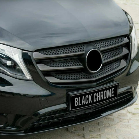 Fits Mercedes W447 Vito / Taxi 2014-2022 DARK Chrome Front Grille Trim Streamer 5 Pcs - Luxell Europe