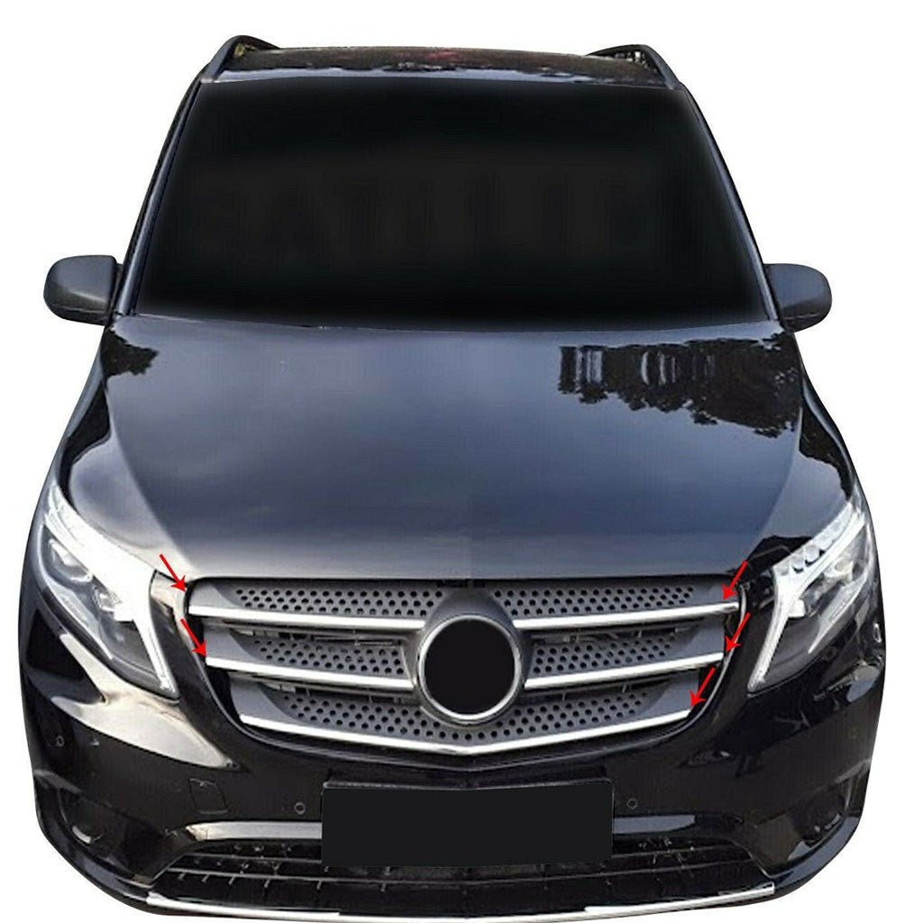 Fits Mercedes W447 Vito / Taxi 2019-2022 Chrome Front Grille Trim Streamer 5 Pcs - Luxell Europe