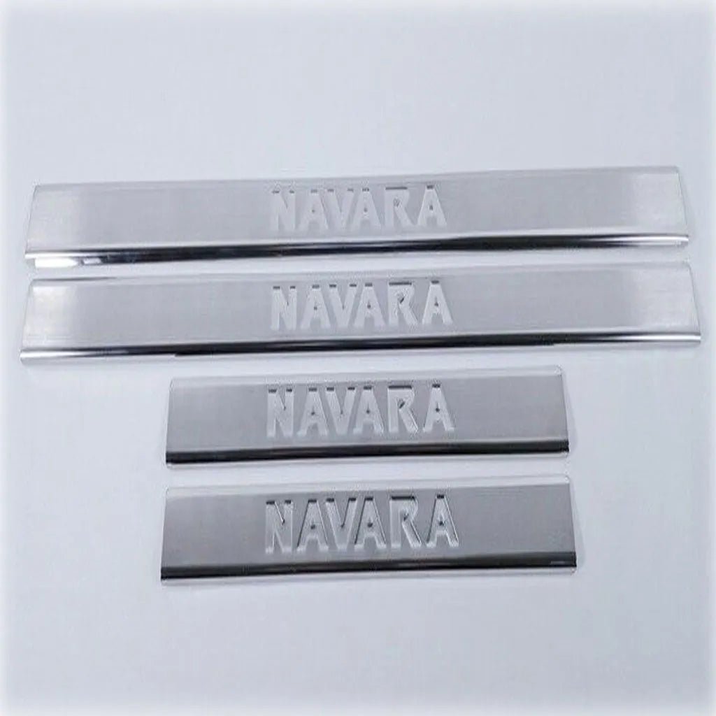 Fits Nissan Navara D40 2006-2015 Chrome Door Sill Scratch Protector Trim 4 Pcs - Luxell Europe
