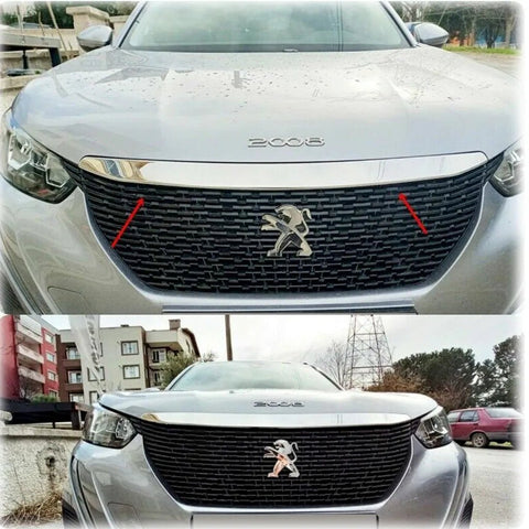 Fits Peugeot 2008 2020-2022 Chrome Front Grille Hood Trim Streamer 1 Pcs - Luxell Europe