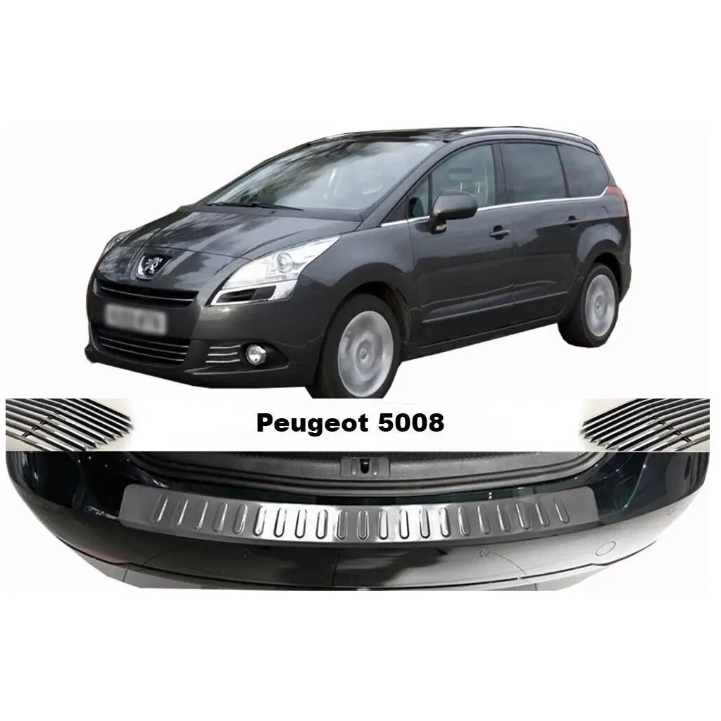 Fits Peugeot 5008 2017-2021 Chrome Rear Bumper Protector Scratch Guard - Luxell Europe